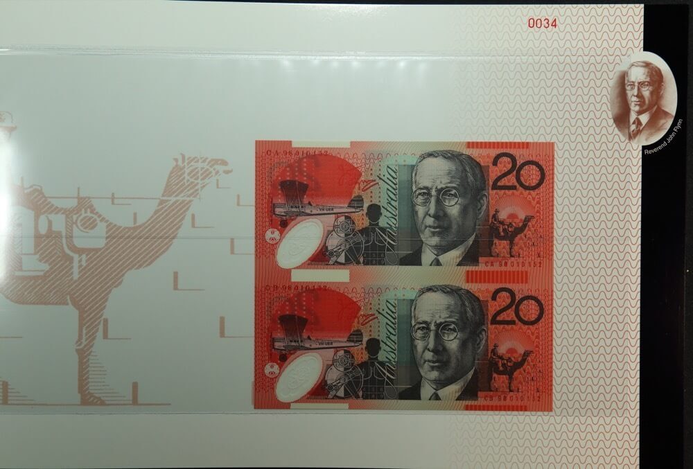 1998 Twenty Dollars Uncut Vertical Pair Premium Red Serials