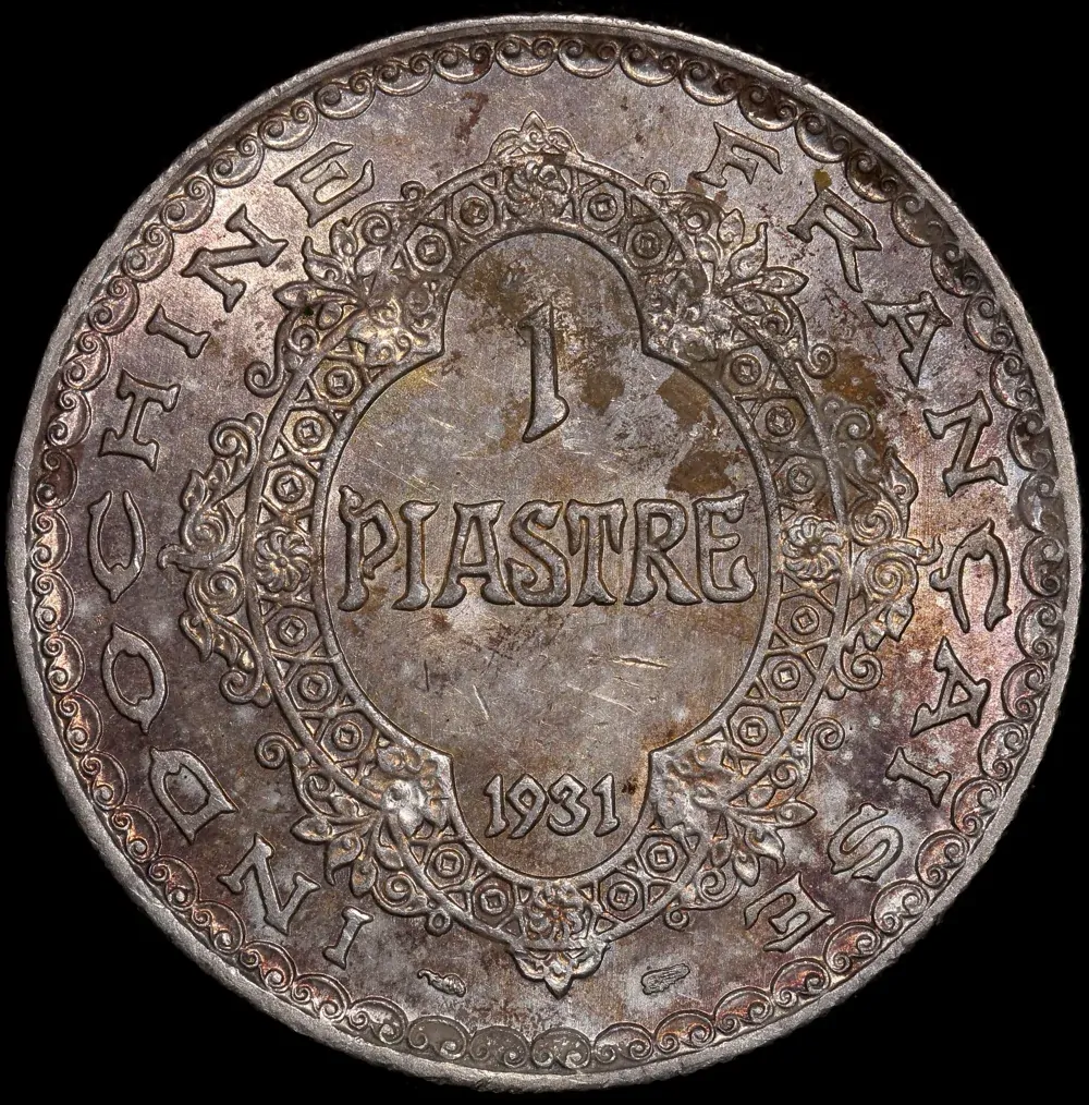 French Indo-China 1931 Silver 1 Piastre KM# 19 about Unc