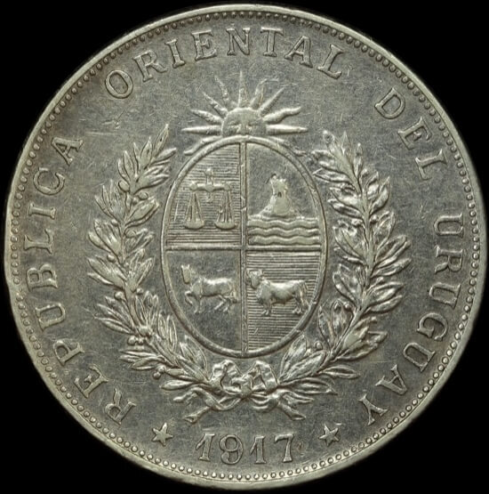 Uruguay 1917 Silver Peso KM# 23 Extremely Fine product image
