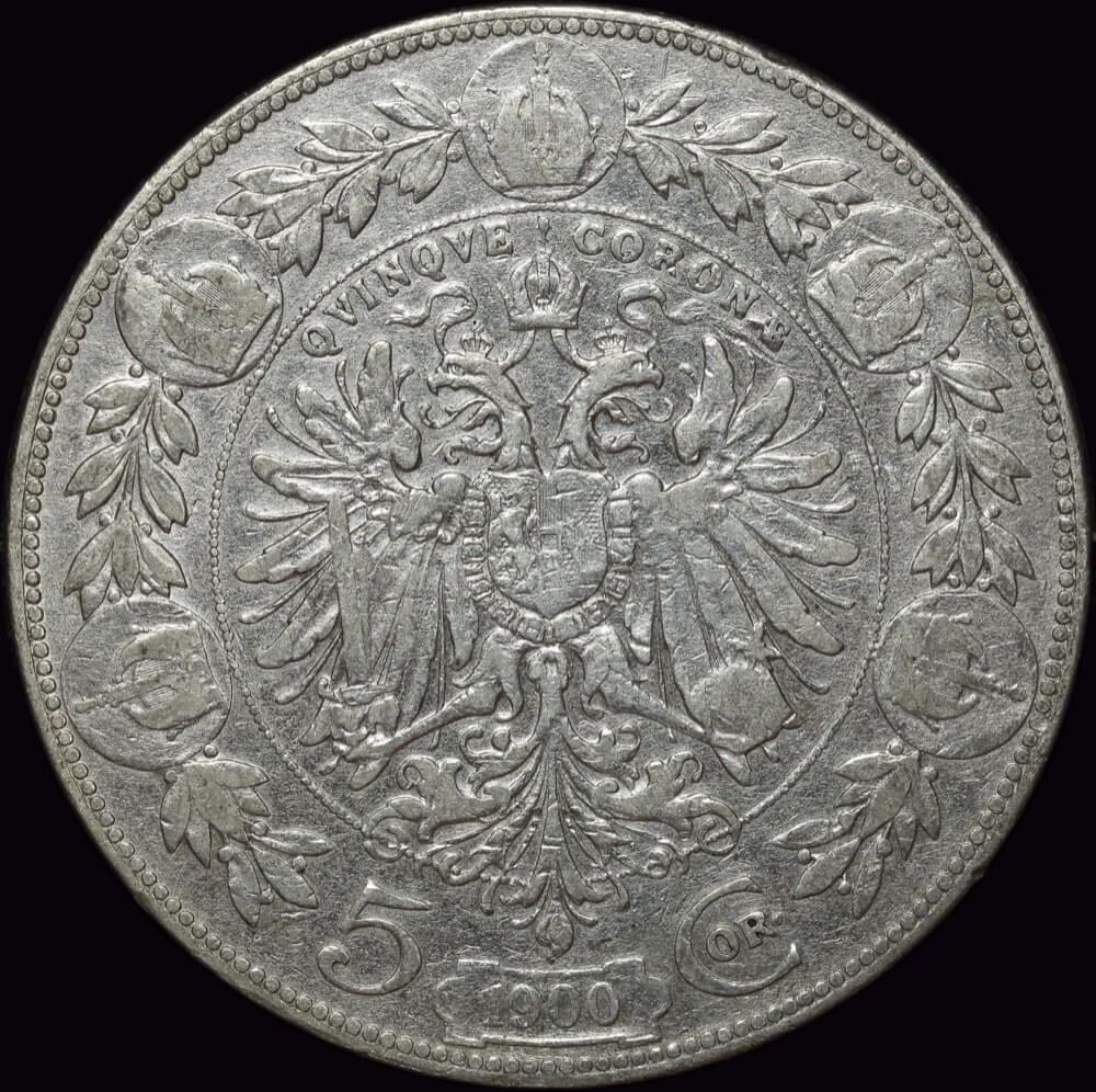 Austria 1900 Silver 5 Corona KM# 2807 good EF product image