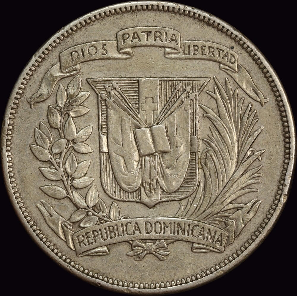 Dominican Republic 1946 Silver Peso KM# 22 EF product image