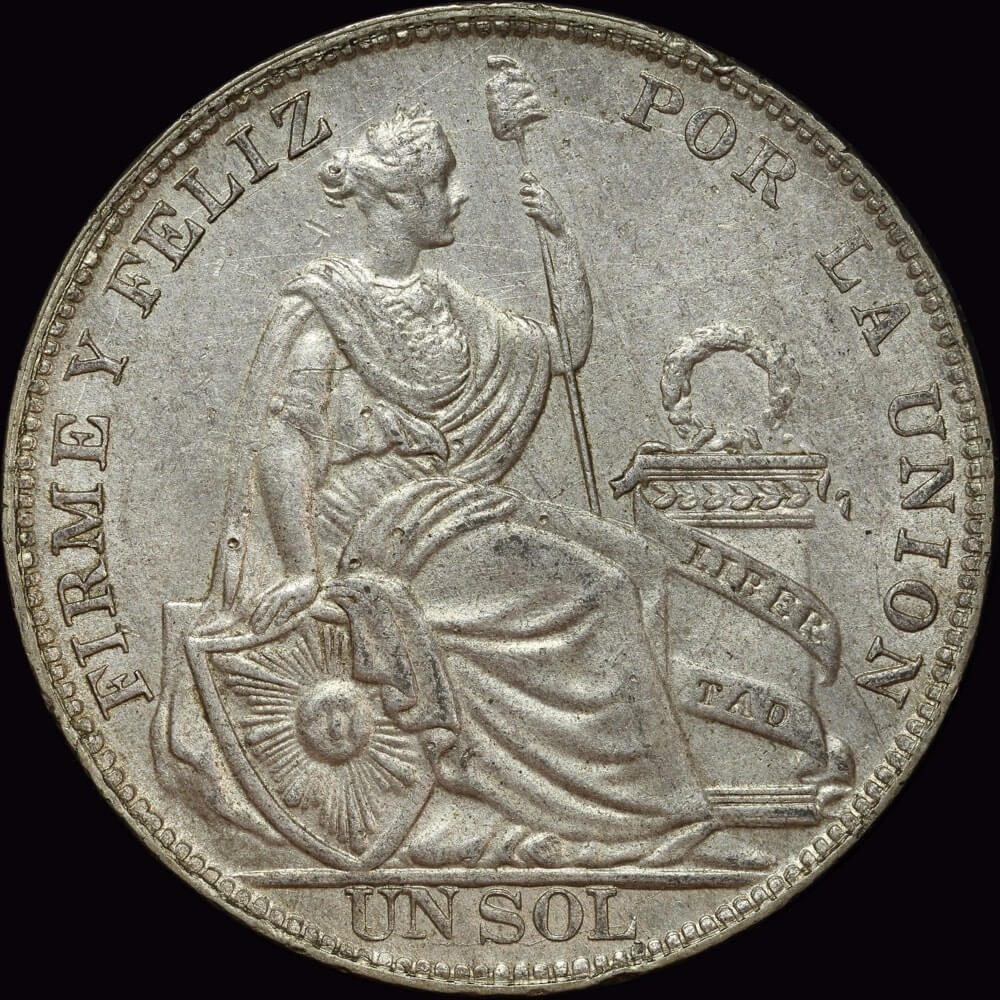 Peru 1933 Silver Sol KM# 218.2 about Unc product image