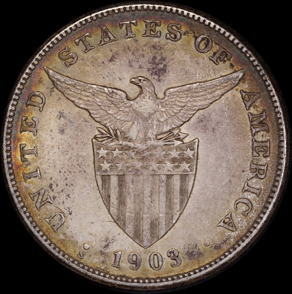 Philippines 1903-S Silver Peso KM# 168 good EF product image
