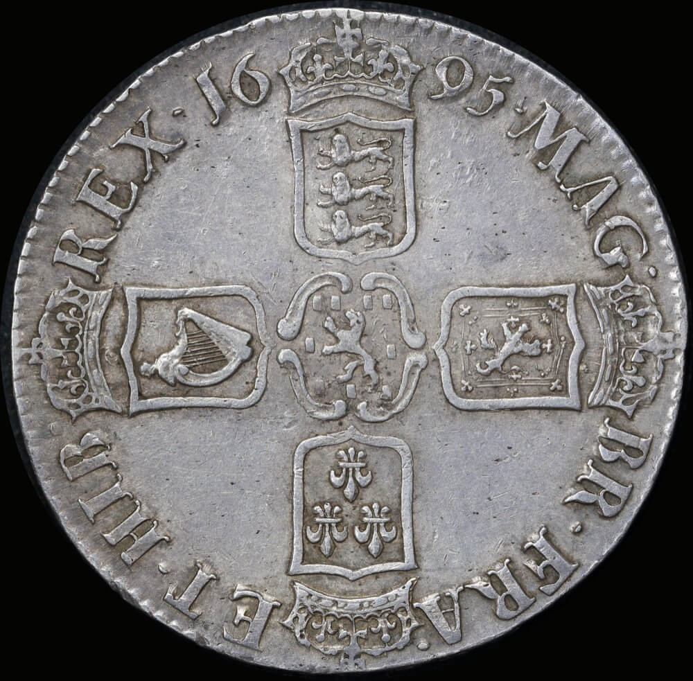 1695 OCTAVO Silver Crown William III S#3740 Very Fine
