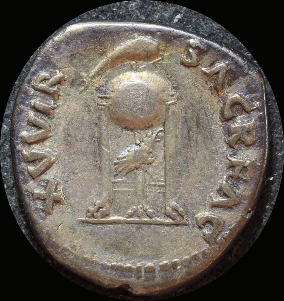 Ancient Rome (Imperial) 69 AD Vitellius Silver Denarius Tripod RIC I 86 Very Fine product image