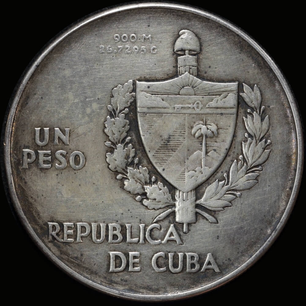 Cuba 1934 Silver 1 Peso KM# 22 good VF product image