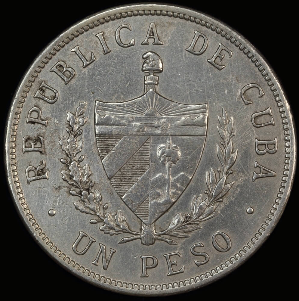 Cuba 1934 Silver 1 Peso KM# 15.2 good VF product image