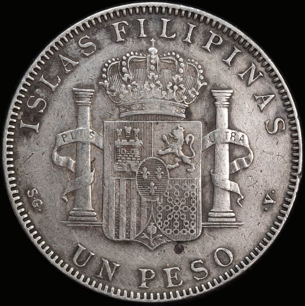 Philippines 1897 Silver 1 Peso KM# 154 Very Fine product image