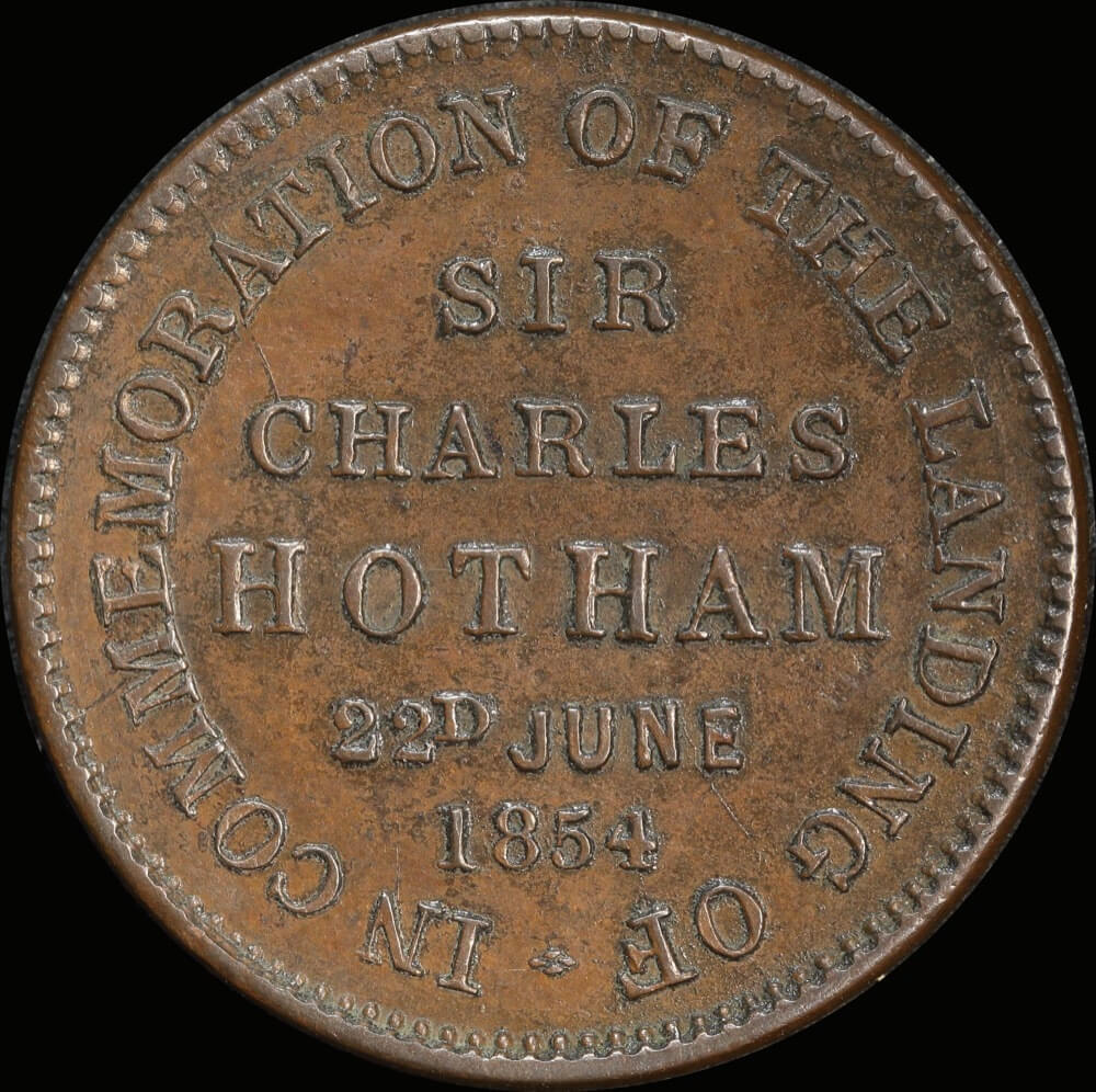 Thomas, TW & Co Copper Halfpenny Token 1854 A# 576 about EF