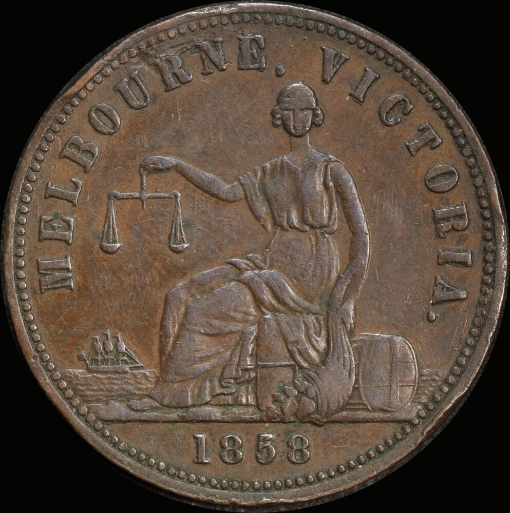 Hide and De Carle Copper Penny Token 1858 A# 241 Very Fine