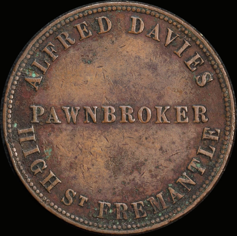 Davies, Alfred Copper Penny Token 1865 A# 94 AVF