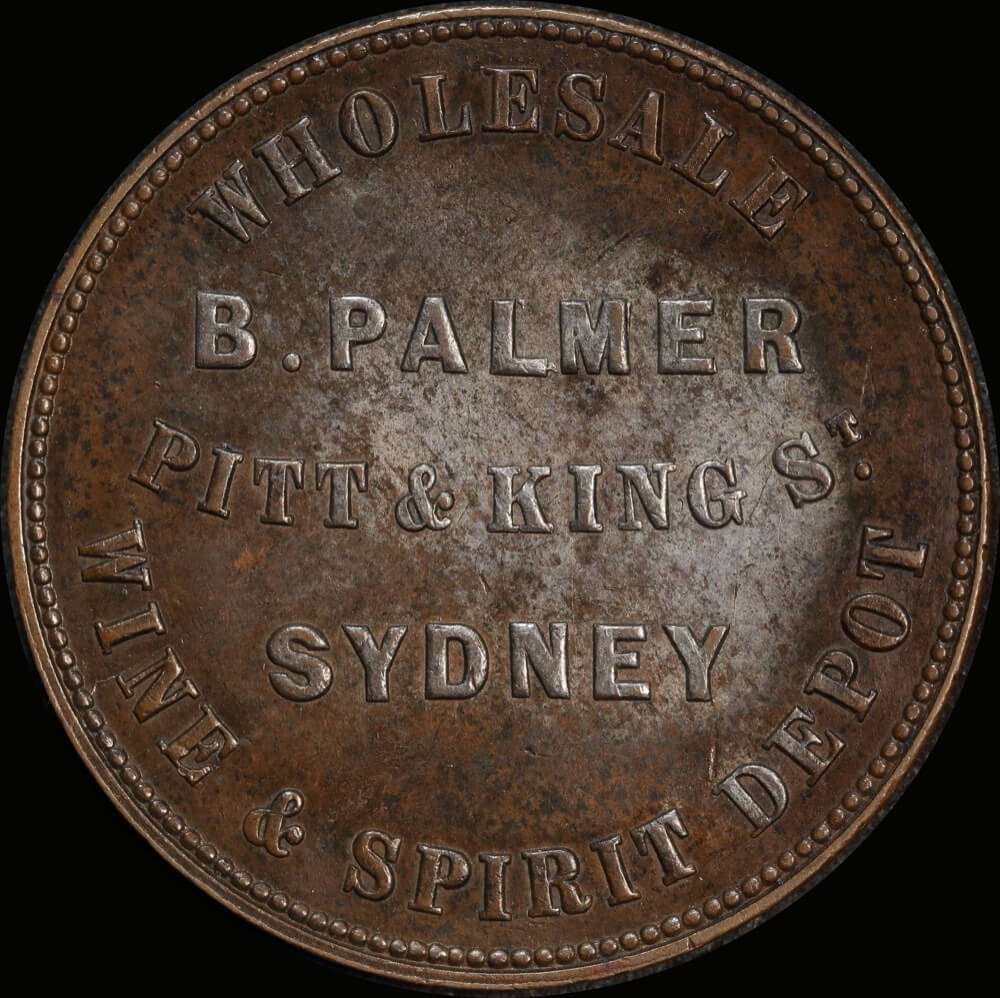 Palmer, B Copper Penny Token Undated A# 408 Extremely Fine