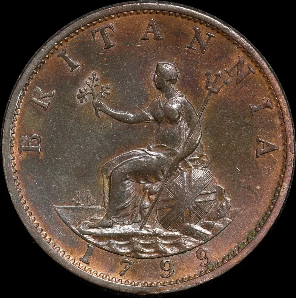 1799 Copper Halfpenny George III S#3778 good EF