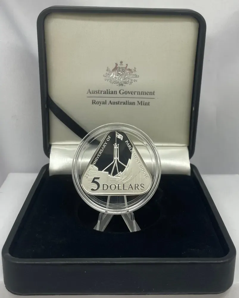 2013 Silver 5 Dollar Triangular Proof Coin 25th Anniversary of Parliament House product image