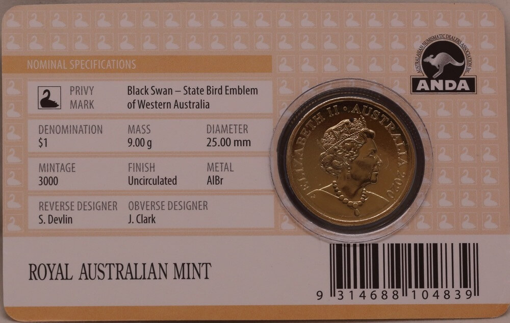 2020 1 Dollar Uncirculated Coin Perth Money Expo Black Swan Privy Mark product image