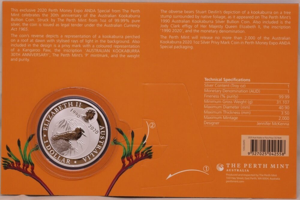 2020 Silver One Ounce Unc Privy Mark Kangaroo Paw Perth Money Expo product image