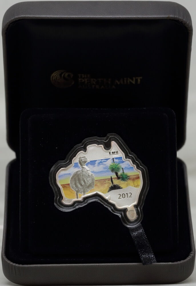 2012 Silver 1oz Specimen Map Shaped Coin - Emu