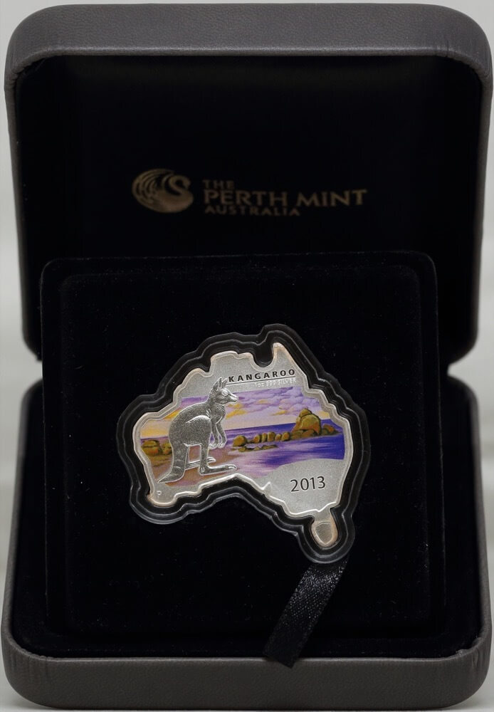 2013 Silver 1oz Specimen Map Shaped Coin - Kangaroo