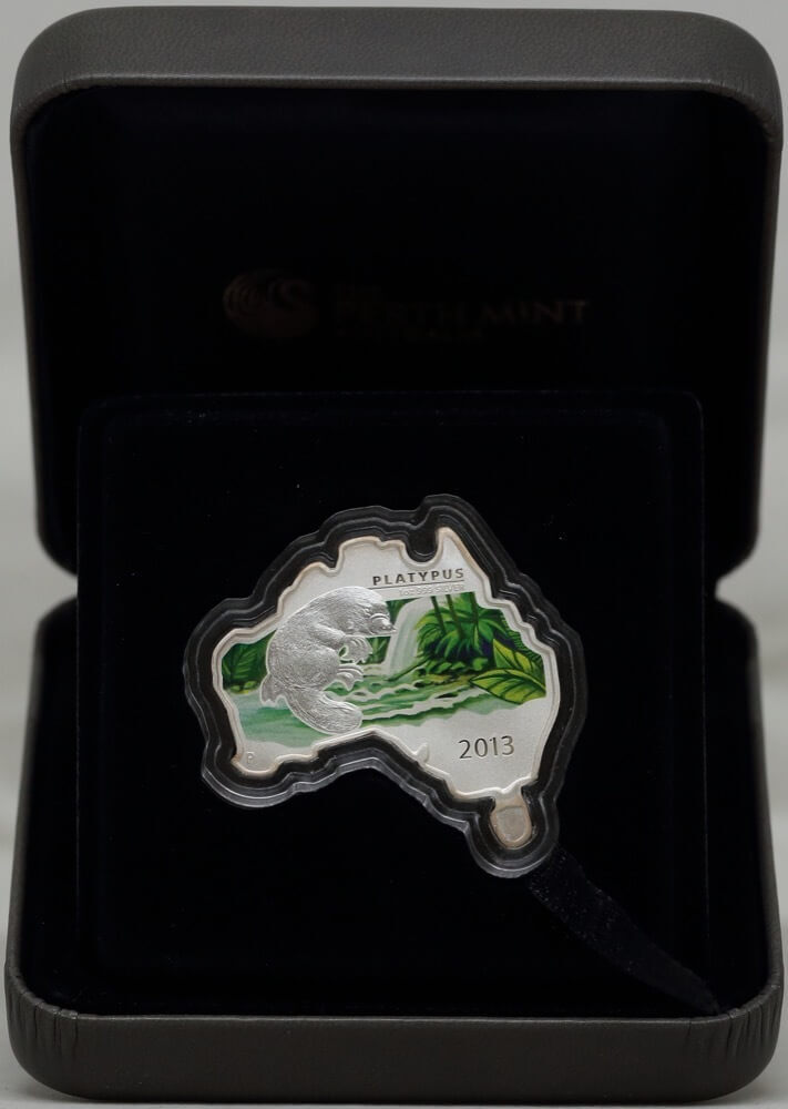 2013 Silver 1oz Specimen Map Shaped Coin - Platypus
