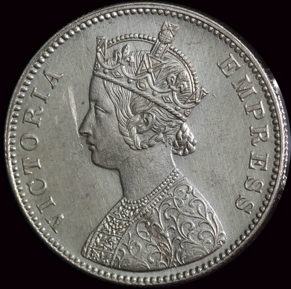 India (British) 1882 Silver Rupee Pr# 158 S&W 6.64 Uncirculated product image