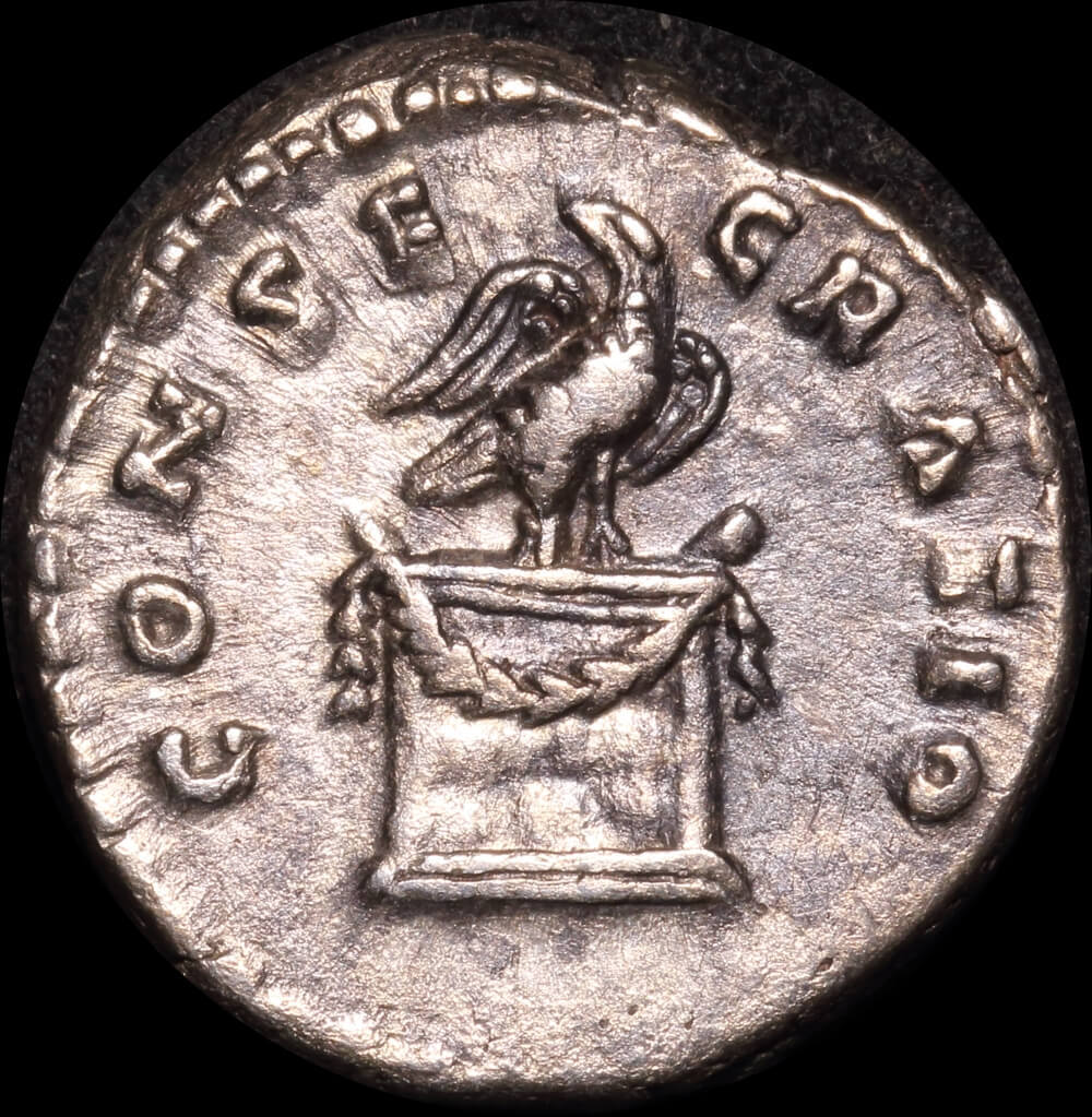 Ancient Rome (Imperial) 138-161 AD Antoninus Pius Silver Denarius Consecratio RIC 430 about EF