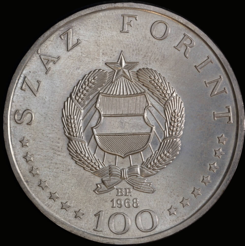 Hungary 1968 Silver 100 Forint KM# 584 Choice Uncirculated product image