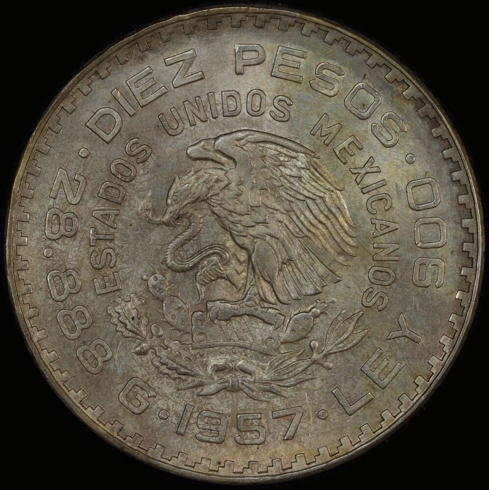 Mexico 1957 Silver 10 Pesos KM# 475 Uncirculated product image