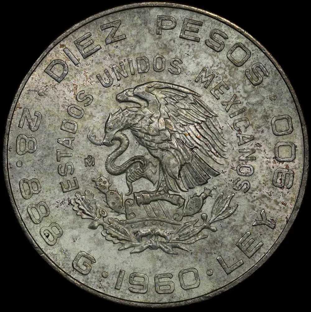 Mexico 1960 Silver 10 Pesos KM# 476 Choice Uncirculated product image