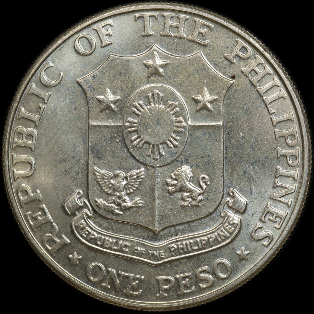 Philippines 1967 Silver 1 Peso KM# 195 Bataan Day Choice Unc  product image
