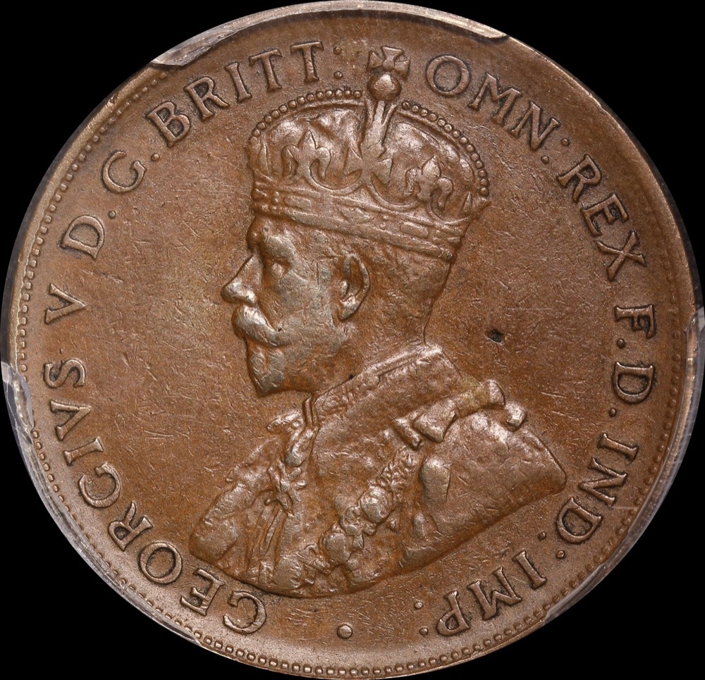 1920 Penny Dot Above Bottom Scroll English Obverse PCGS AU53