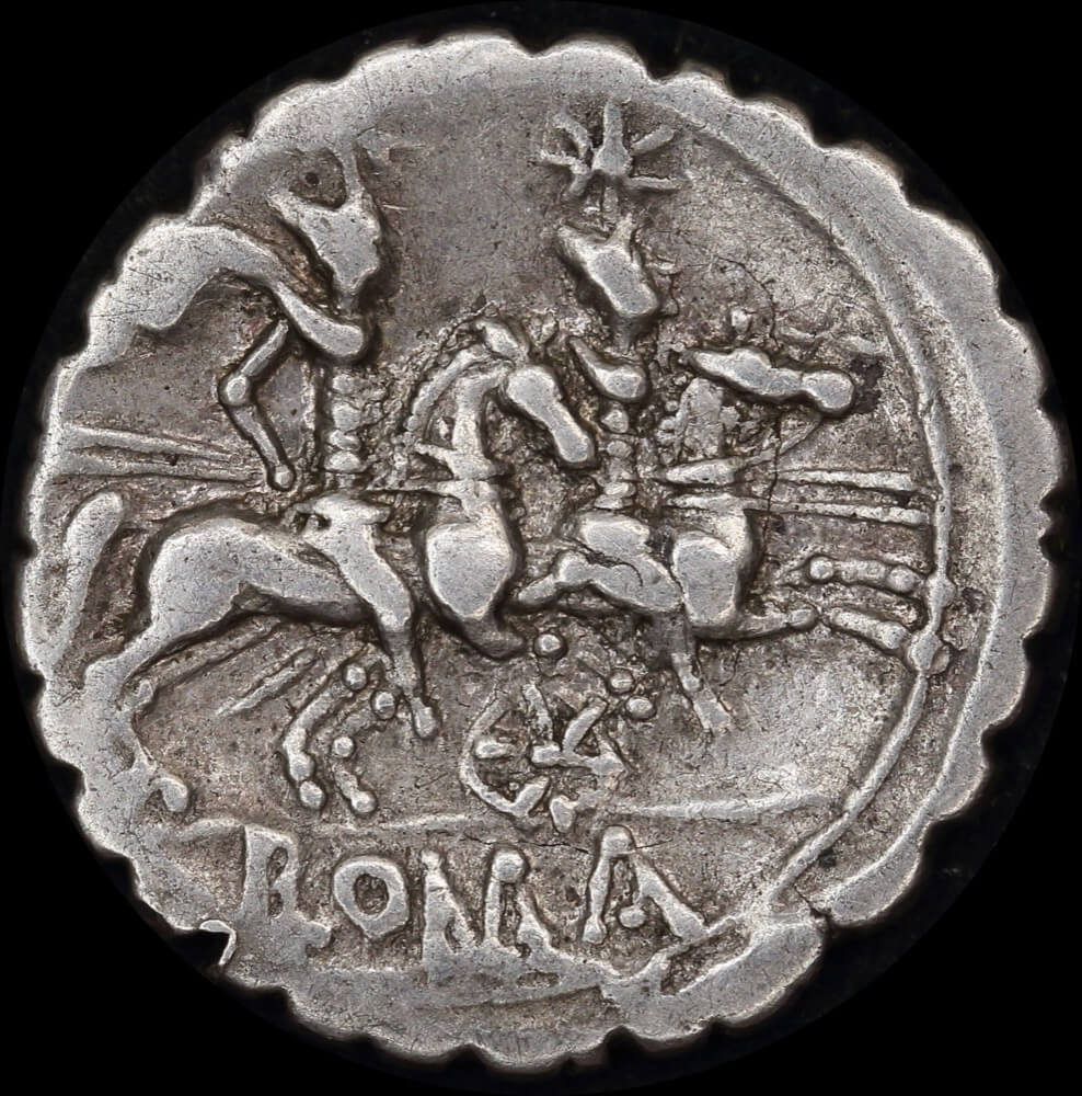 Ancient Rome (Republic) 209 BC Anonymous Silver Denarius Dioscuri RRC 79/1 AVF