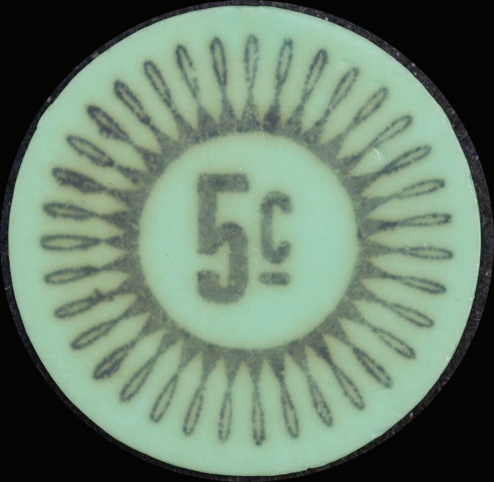 Keeling-Cocos Islands 1968 Plastic 5 Cent Token KM#Tn 9 Uncirculated product image