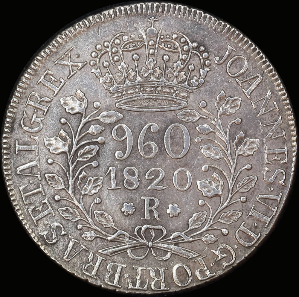 Brazil 1820-R Silver 960 Reis KM# 326.1 Extremely Fine product image