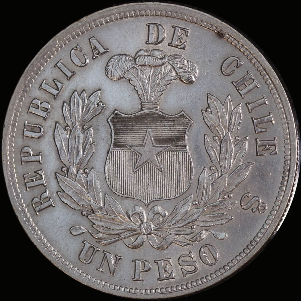 Chile 1880 Silver Peso KM# 142.1 Uncirculated product image