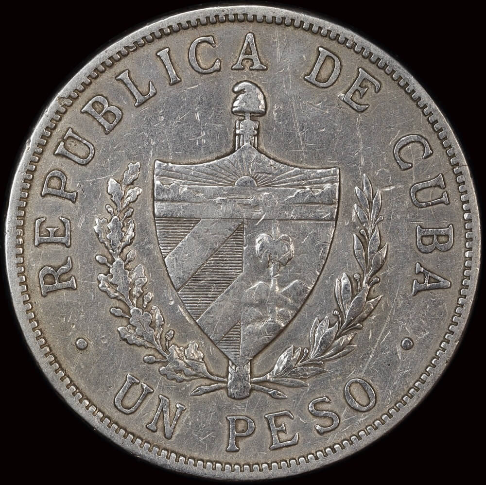 Cuba 1916 Silver Peso KM# 15.2 good VF product image