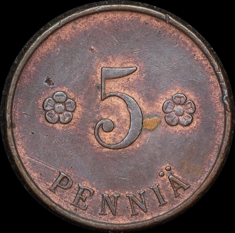 Finland 1918 Copper 5 Pennia KM# 21 EF product image