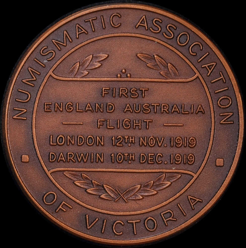 Numismatic Association of Victoria Bronze Medallion 1969 50th Anniversary of England Australia Flight C# 1969/10 Uncirculated