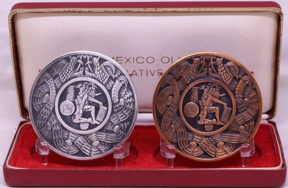 Max Stern Bronze / Silvered Bronze Medallion 1968 Mexico Summer Olympics 1968/9 Uncirculated