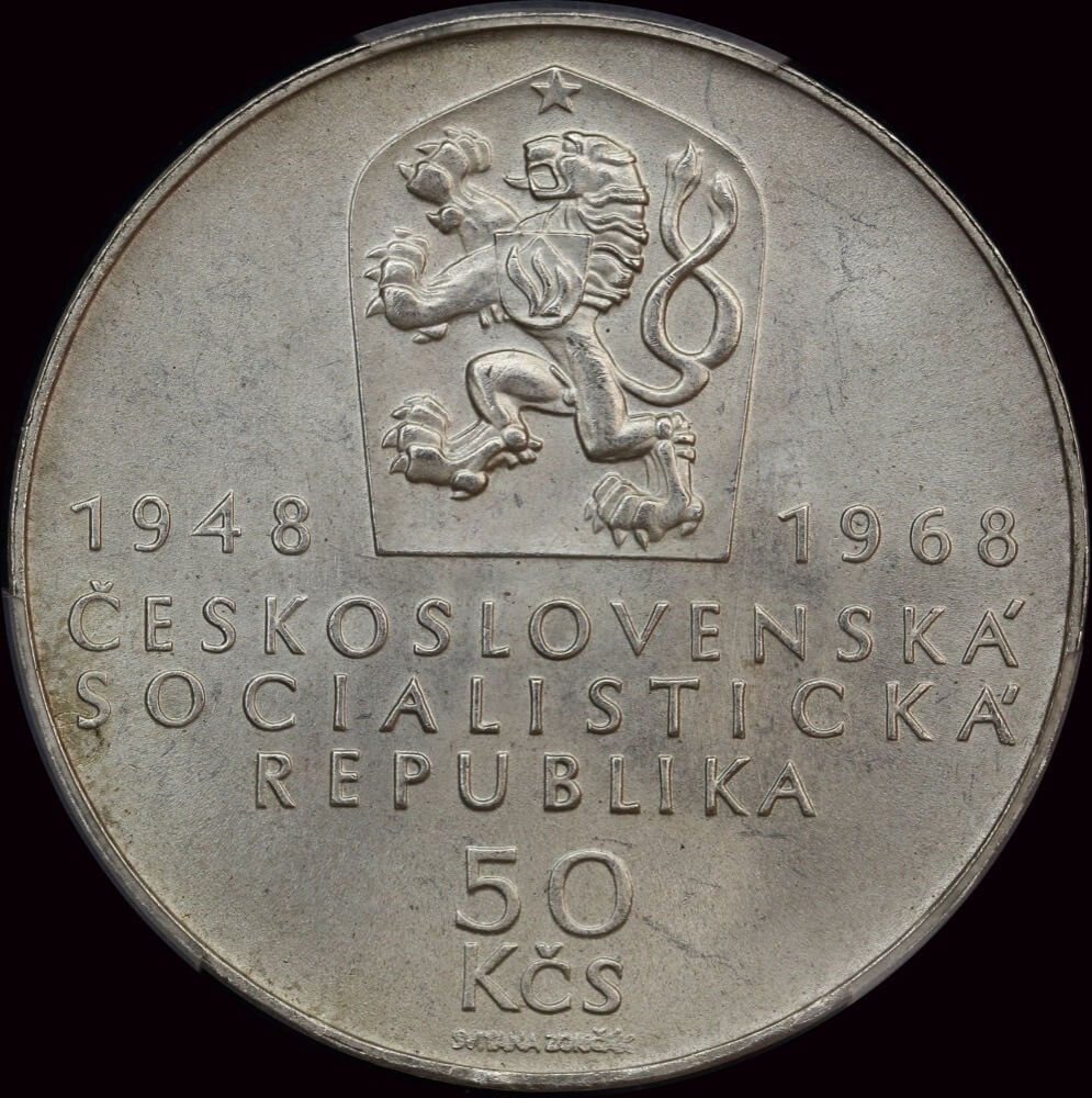 Czech 1968 Silver 50 Koruna KM# 65 PCGS MS65 product image