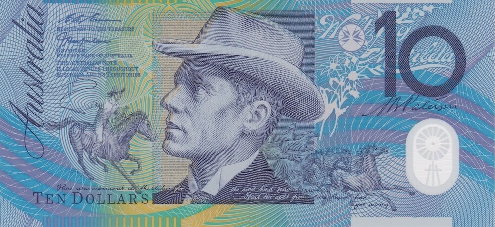 1998 $10 Note MacFarlane/Evans Standard Prefix R318c Uncirculated