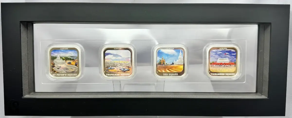 Tuvalu 2013 Silver 1 Dollar 4 Coin Proof Set World Famous Squares product image