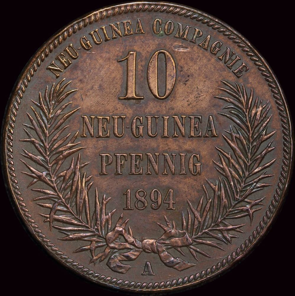 German New Guinea 1894 Copper 10 Pfennig KM#3 GEF product image