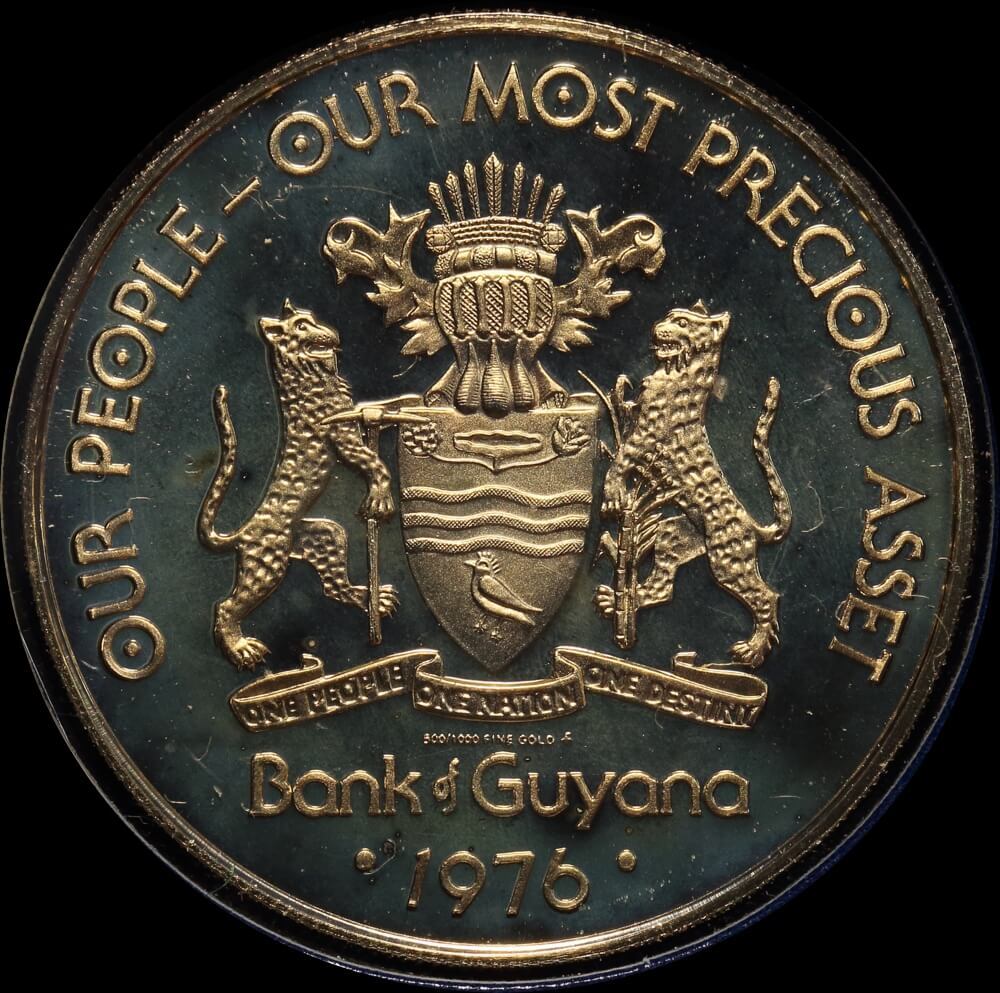 Guyana 1976 Gold 100 Dollars KM# 46 Independence product image