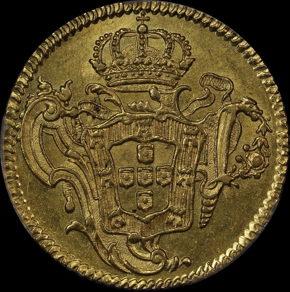 Brazil 1773-R Gold 6,400 Reis / Half-Johanna KM#172.2 PCGS AU55