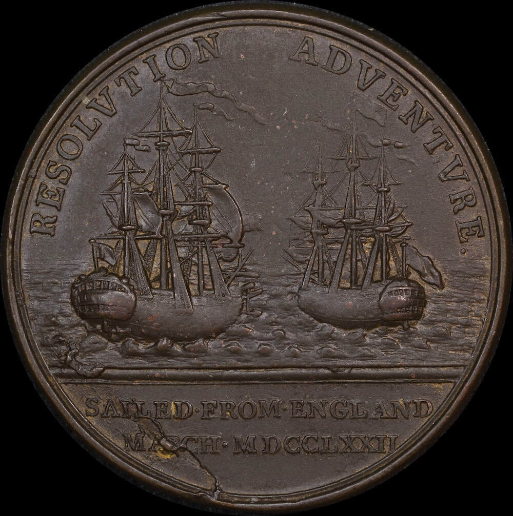 Great Britain Resolution & Adventure Medal Platina 1772 George III Sir Joseph Banks EF