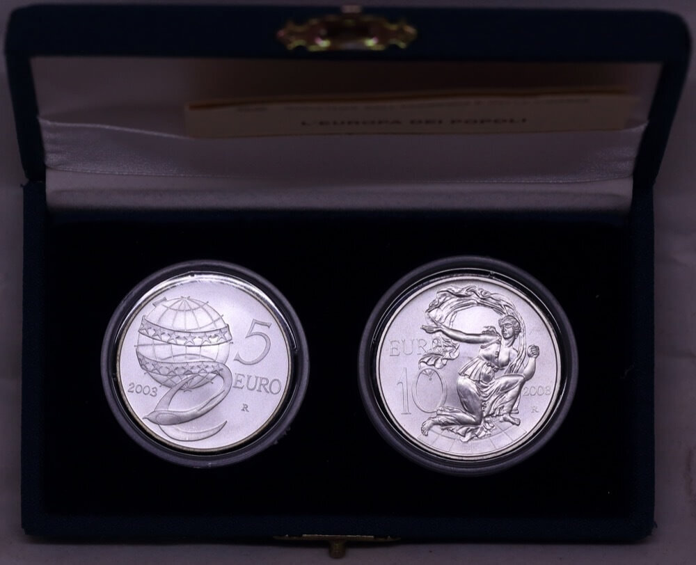 Italy 2003 Silver 2 Coin Set KM# 252/258 Uncirculated product image