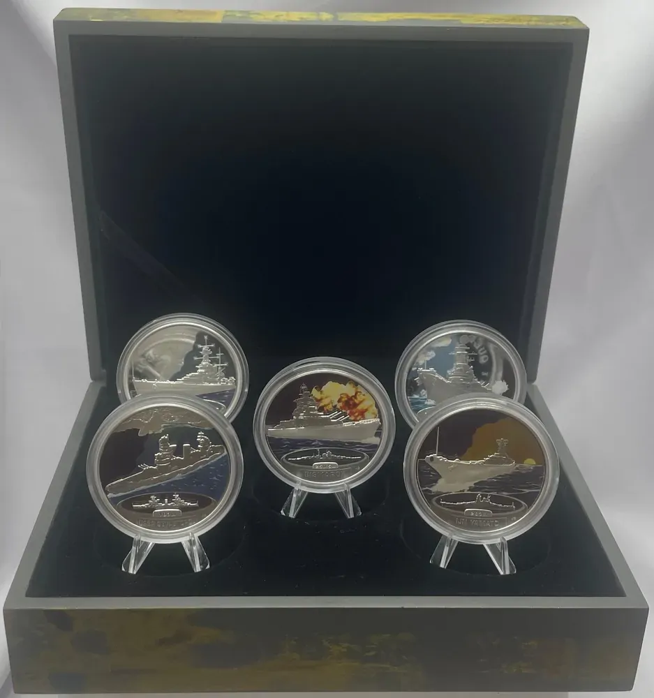 2007 Perth Mint Tuvalu Silver Five Coin Proof Set Fighting Ships of WW II
