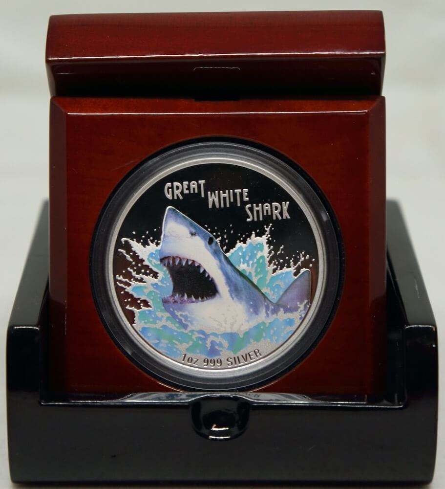 Tuvalu 2007 Silver 1 Ounce Great White Shark Coin - Deadly and Dangerous product image