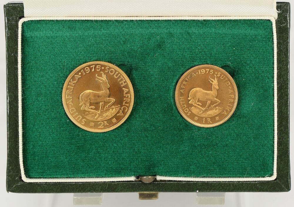 South Africa 1975 Gold 2 Proof Coin Set KM# PS95 FDC product image