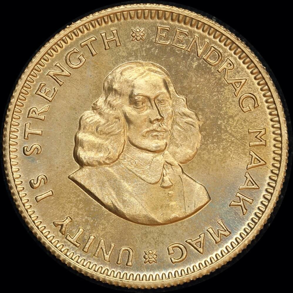 South Africa 1975 Gold 1 Rand KM# 63 Uncirculated product image